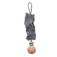 Bamboom Portaciuccio a maglia con Clip in Legno - Dark Grey