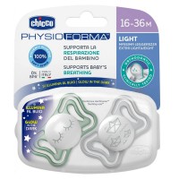 Chicco 2pz Succhietto Micrò in Silicone con Tettina Micro e Scudo ergonomico, 16-36 mesi - Azzurro, Rosa, Lumi