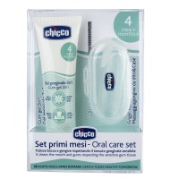 Chicco Set Igiene Orale Primi Mesi Oral Care con Spazzolino da dito, Gel e Custodia Trasporto