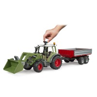 Bruder Trattore Fendt Vario 211 con Benna e Rimorchio 02182 riproduzione fedele all'originale e dettagli realistici.