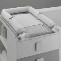 Erbesi Fasciatoio Morbido per Lettino Easy in Tessuto Imbottito - Bianco Grigio