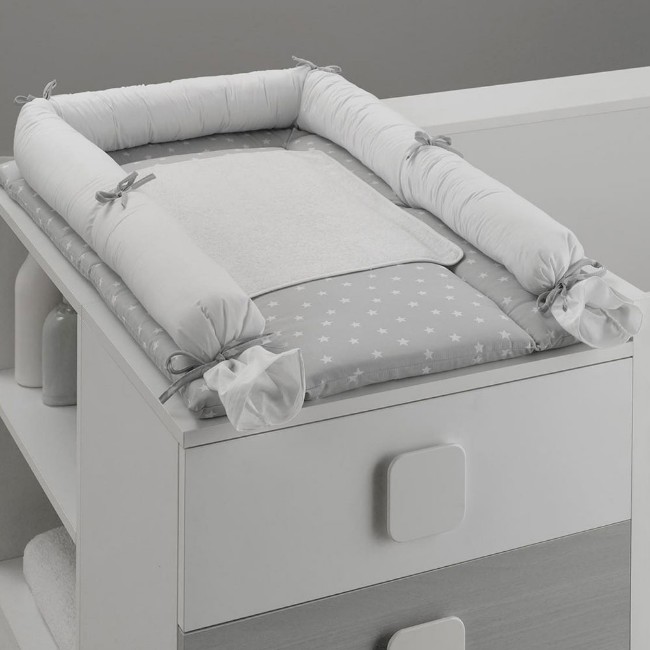 Erbesi Fasciatoio Morbido per Lettino Easy in Tessuto Imbottito - Bianco Grigio