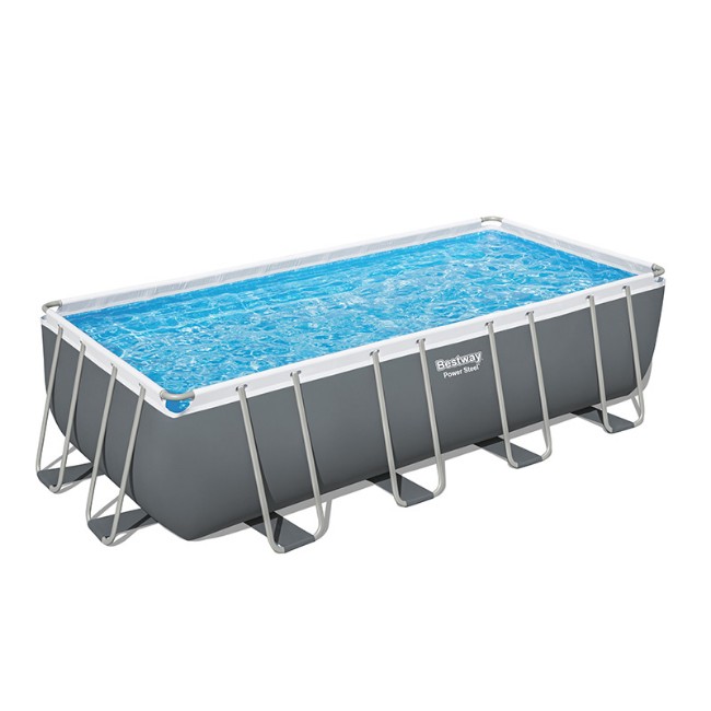 Bestway Piscina Rettangolare Power Steel 5619Q Grigio Scuro - 549x274x132cm con Filtro a Sabbia