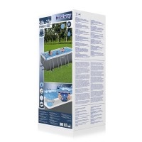 Bestway Piscina Rettangolare Power Steel 5619Q Grigio Scuro - 549x274x132cm con Filtro a Sabbia