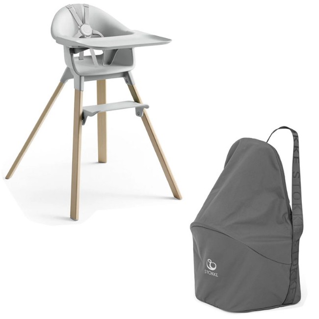 Stokke Seggiolone Pappa Clikk con Vassoio, Baby Set e Borsa Viaggio - Grigio