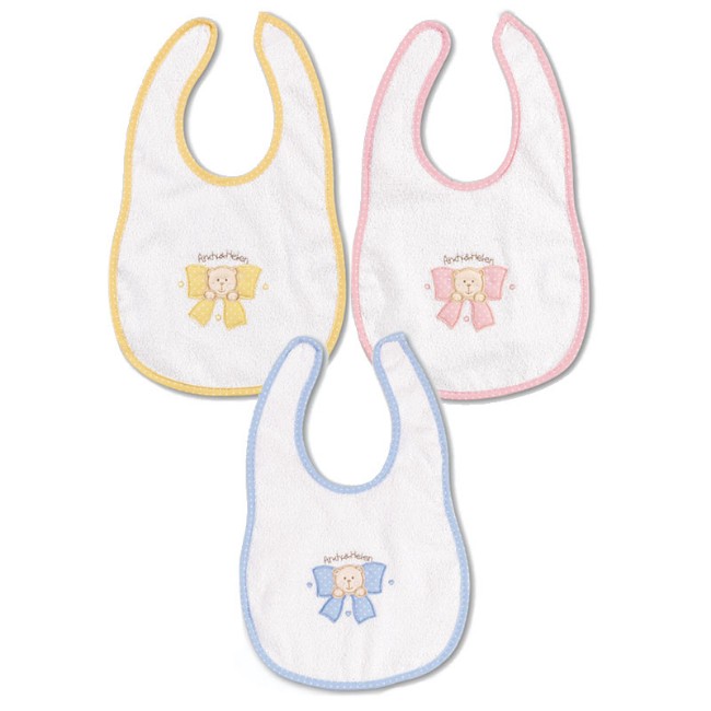 Andy&Helen Bavaglio Baby con Velcro e Orsetto Ricamato