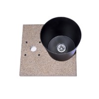 Belfer Base in Graniglia di Cemento completa di Vaschetta Verniciata con Piletta di Scarico per Fontane con Ghiera Grande - Antracite