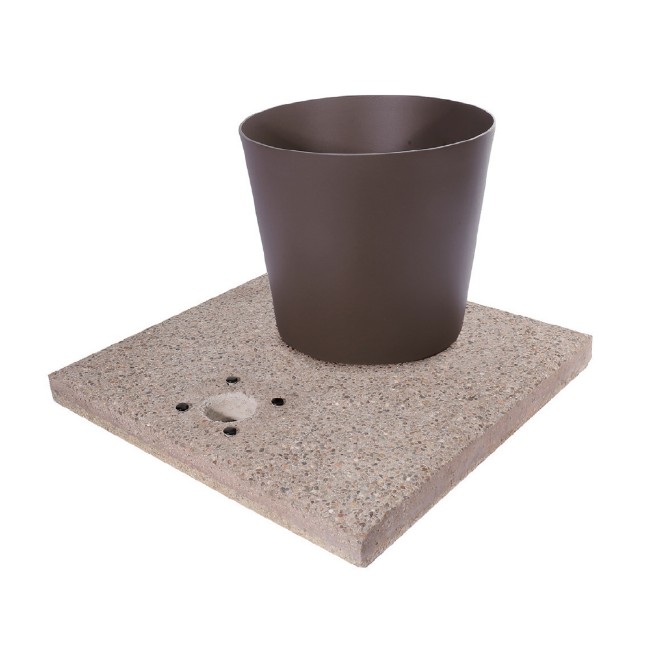 Belfer Base in Graniglia di Cemento completa di Vaschetta Verniciata con Piletta di Scarico per Fontane con Ghiera Piccola - Antracite 42/BSE/4