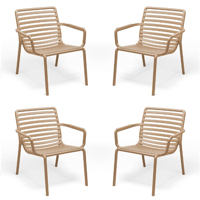 Set 4 Poltrone da esterno in resina Doga Relax Cappuccino di Nardi
