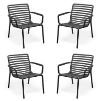 Set 4 Poltrone da esterno Doga Relax in resina Antracite di Nardi