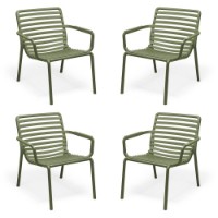 Set 4 Poltrone da esterno Doga Relax in resina Agave di Nardi