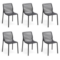 Nardi Set da 6 Sedie per esterno Doga Bistrot in resina color antracite