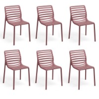 Nardi Set da 6 Sedie per esterno Doga Bistrot in resina color marsala