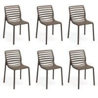 Nardi Set da 6 Sedie per esterno Doga Bistrot in resina color tabacco