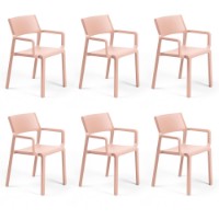 Nardi Set da 6 Poltrone da esterno Trill in resina rosa