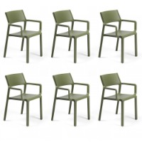 Nardi Set da 6 Poltrone da esterno Trill in resina agave