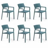 Nardi Set da 6 Poltrone da esterno Trill in resina ottanio