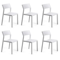 Nardi Set da 6 Sedie da esterno Trill Bistrot in resina bianco