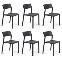 Nardi Set da 6 Sedie da esterno Trill Bistrot in resina antracite