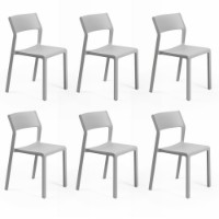 Nardi Set da 6 Sedie da esterno Trill Bistrot in resina grigio
