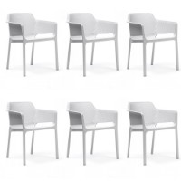 Set da 6 Sedie con braccioli poltrona Net Nardi in resina Bianco