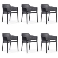 Set da 6 Sedie con braccioli poltrona Net Nardi in resina Antracite