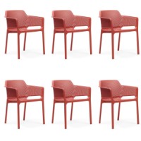 Set da 6 Sedie con braccioli poltrona Net Nardi in resina Salice