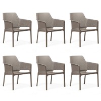Nardi set 6 poltrone per esterno Net Relax in resina tortora