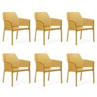 Nardi set 6 poltrone per esterno Net Relax in resina senape
