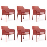 Nardi set 6 poltrone per esterno Net Relax in resina corallo