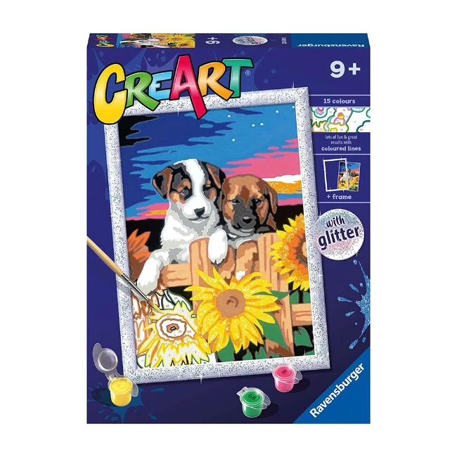 Ravensburger CreArt Serie D Classic - Cagnolini con Girasoli