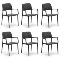 Nardi  Set 6 Sedie per esterno con braccioli Bora in resina antracite