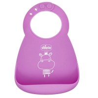 Chicco Bavaglio in Silicone Regolabile e Pieghevole 6m+ - Rosa
