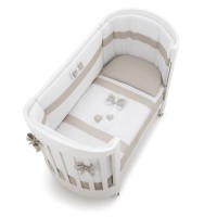 Erbesi Set Piumone Sfilabile Lilli Ovale con Cuscino, Federa, Paracolpi e Trapunta Imbottita sfoderabile - Tortora