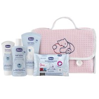 Chicco Beauty Baby Cosmetic Set per la Nascita con Pasta Cambio, Detergenti Natural Sensation e Salviette - Rosa