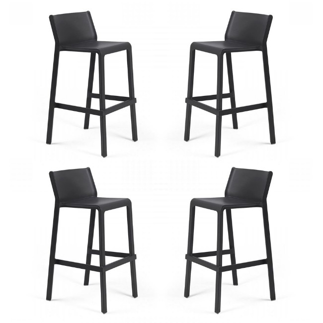 Nardi Set da 4 Sgabelli Trill in resina impilabile antracite