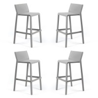 Nardi Set da 4 Sgabelli Trill in resina impilabile grigio
