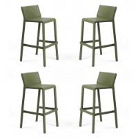 Nardi Set da 4 Sgabelli Trill in resina impilabile agave