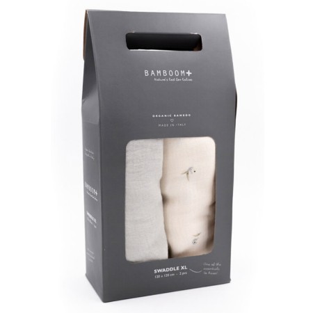 Bamboom 2Pack Swaddle XL in bambù organico, 120x120cm -  Berries e Light Blue