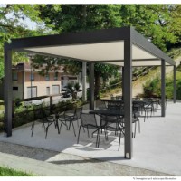 pergola bioclimatica in alluminio eclettica di giulio barbieri 4x3 metri grigio marezzato termoisolata e fonoisolata con grondaie integrate.jpeg 
