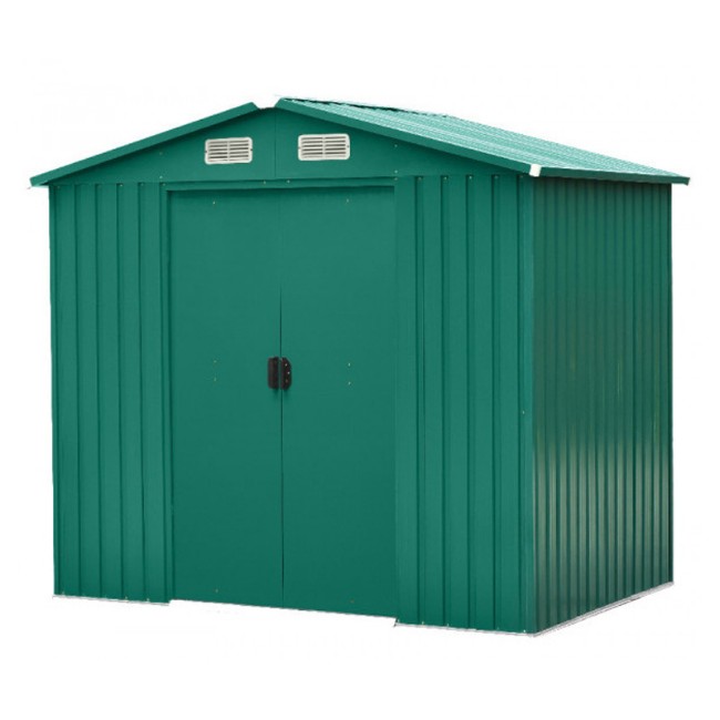 Verdelook Casetta Box da Giardino Jardin in Lamiera 4,10 m2 con tetto a due falde e porta a due ante scorrevoli verde