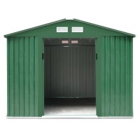 Verdelook Casetta Box da Giardino Jardin in Lamiera 4,10 m2 con tetto a due falde e porta a due ante scorrevoli verde