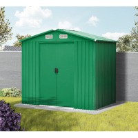 Verdelook Casetta Box da Giardino Jardin in Lamiera 4,10 m2 con tetto a due falde e porta a due ante scorrevoli verde