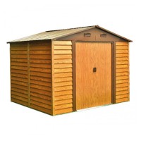 Verdelook Casetta Box da Giardino Chalet in Lamiera 6,6 m2 con tetto a due falde e porta a due ante scorrevoli verde