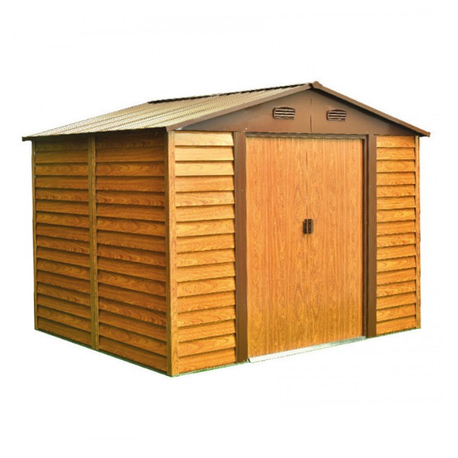 Verdelook Casetta Box da Giardino Chalet in Lamiera 6,6 m2 con tetto a due falde e porta a due ante scorrevoli verde