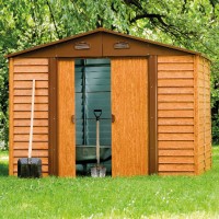 Verdelook Casetta Box da Giardino Chalet in Lamiera 6,6 m2 con tetto a due falde e porta a due ante scorrevoli verde