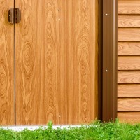 Verdelook Casetta Box da Giardino Chalet in Lamiera 6,6 m2 con tetto a due falde e porta a due ante scorrevoli verde