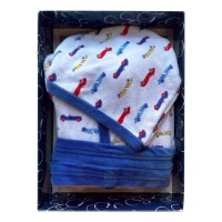 Bebitaly Accappatoio Bambino in Spugna con Maniche Lunghe, fantasia Macchinine Bianco Blu