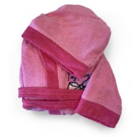 Bebitaly Accappatoio Bambino in Spugna con Maniche Lunghe, fantasia Rosa e Fuxia
