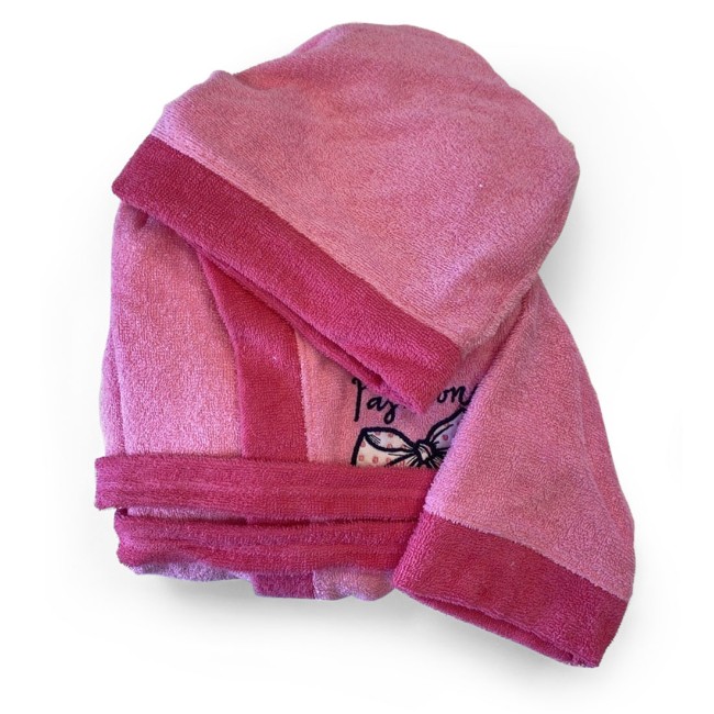 Bebitaly Accappatoio Bambino in Spugna con Maniche Lunghe, fantasia Rosa e Fuxia